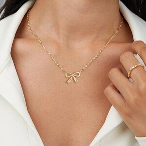 Neiman Marcus 14k Gold Plated Coquette Bow Pendant Necklace